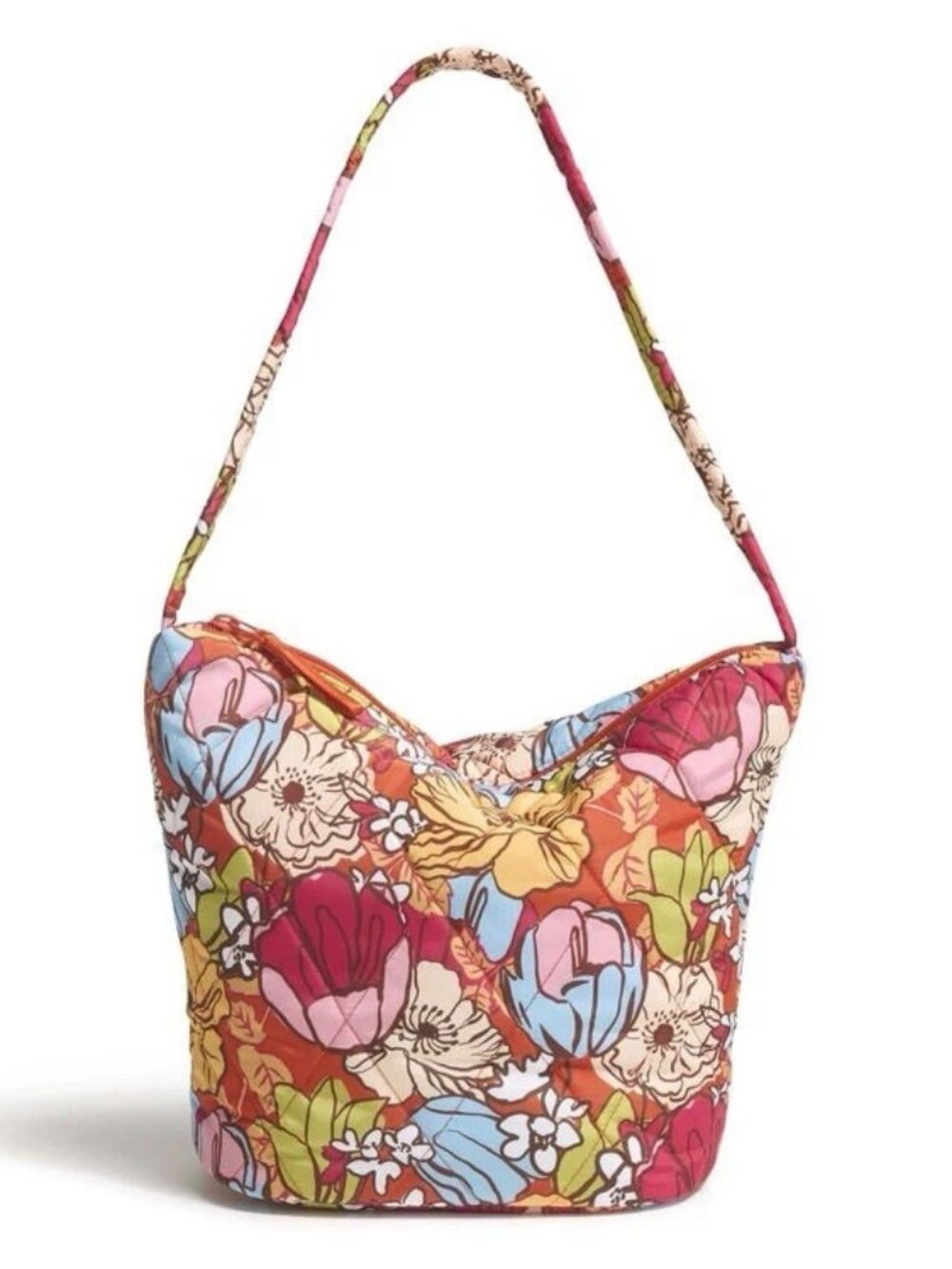NWT Vera Bradley Slouchy Shoulder Bucket Bag Midday Garden Pink Floral Print